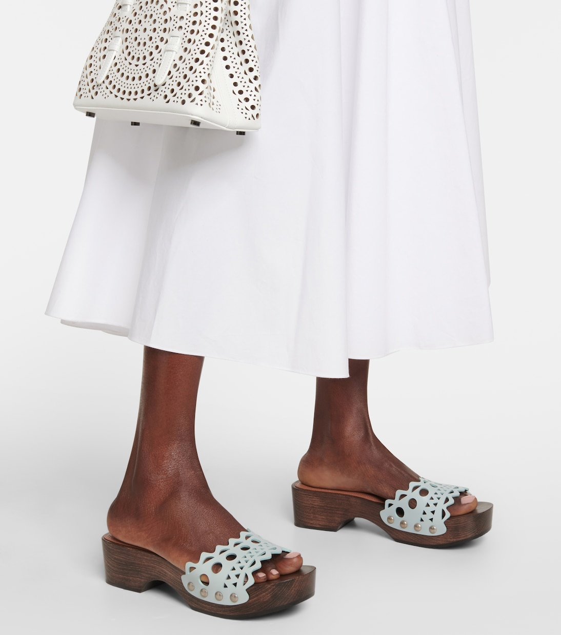 Mules Vienne en cuir et bois | Alaïa