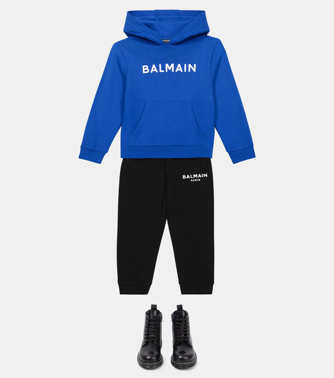 Sweat-shirt à capuche en coton à logo | Balmain Kids