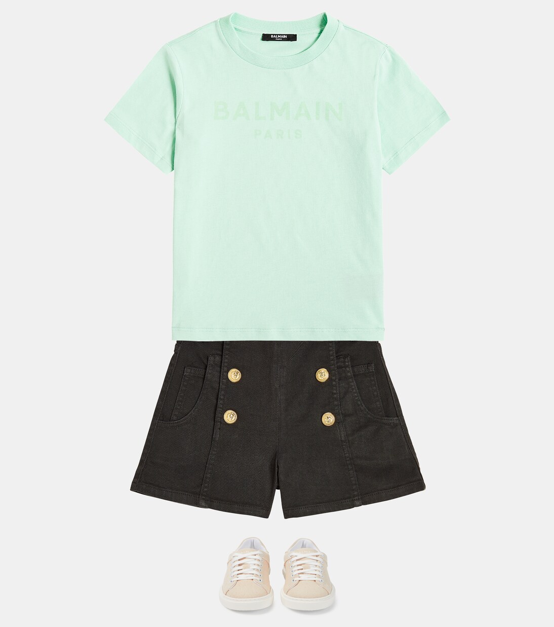 Button-embellished cotton-blend shorts | Balmain Kids
