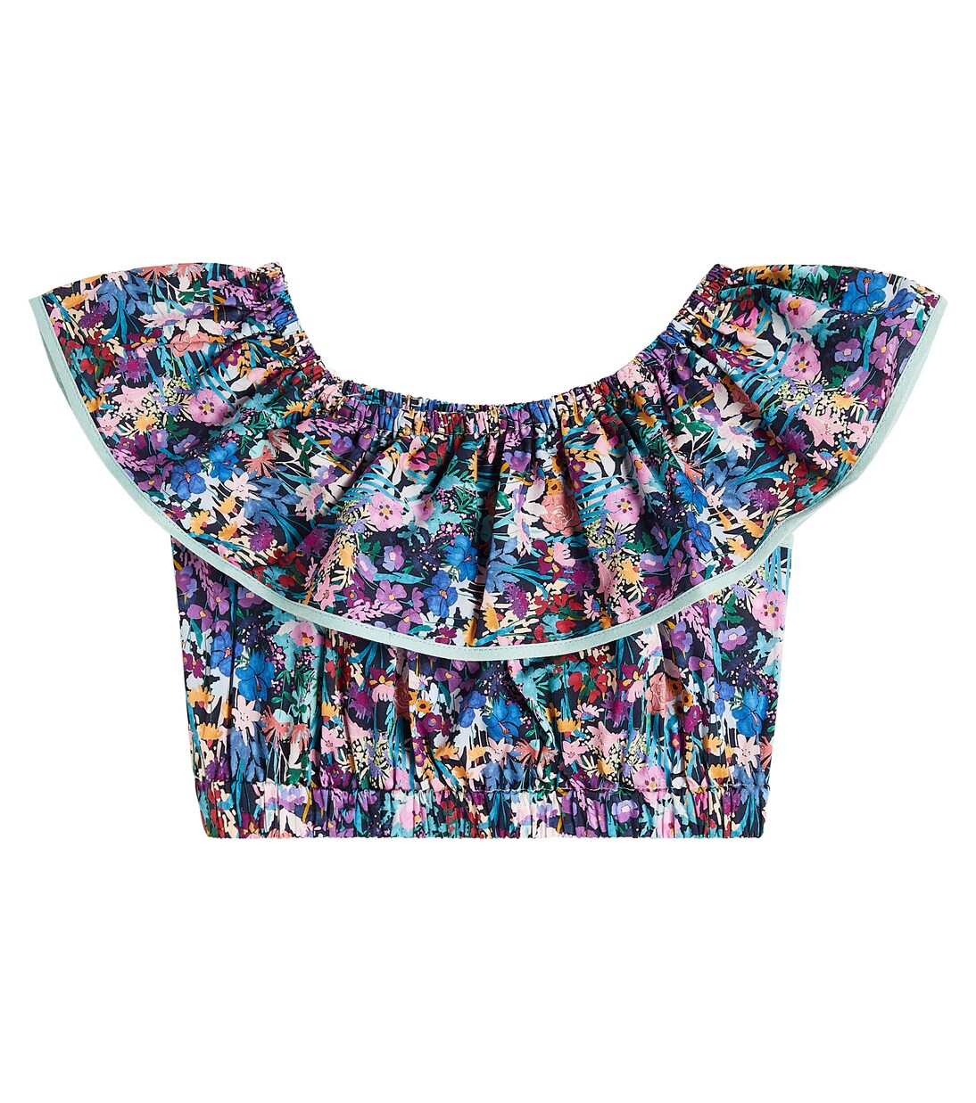 Ruffled floral cotton crop top | Paade Mode