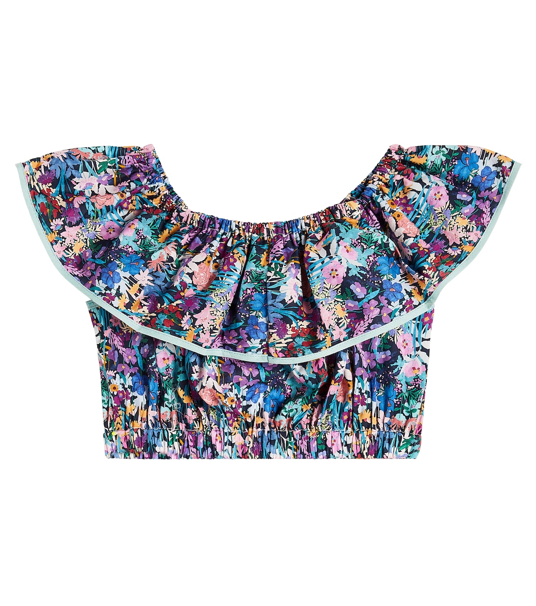 Ruffled floral cotton crop top | Paade Mode