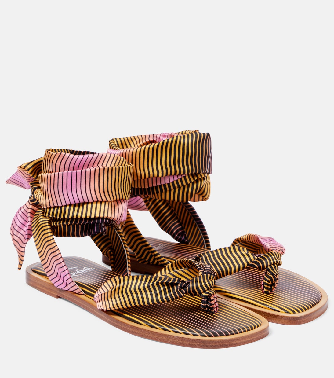 Nilo Du Désert striped crêpe satin sandals | Christian Louboutin