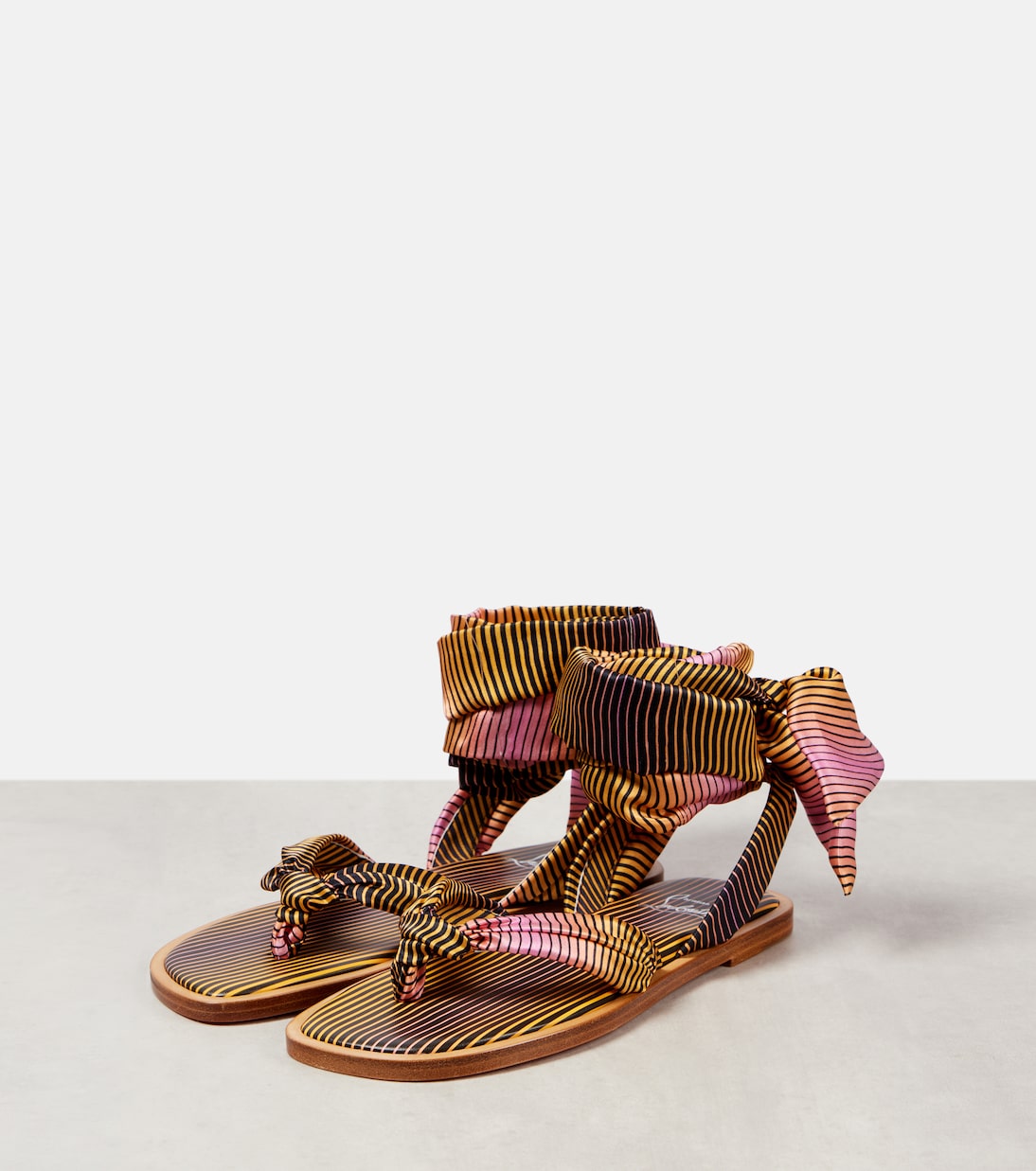 Nilo Du Désert striped crêpe satin sandals | Christian Louboutin