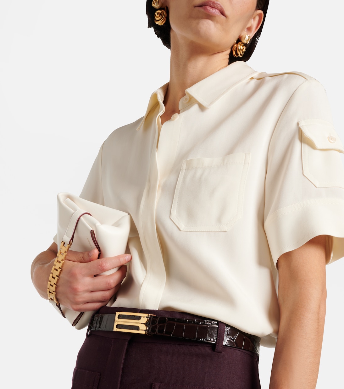 Croc-effect leather belt | Victoria Beckham