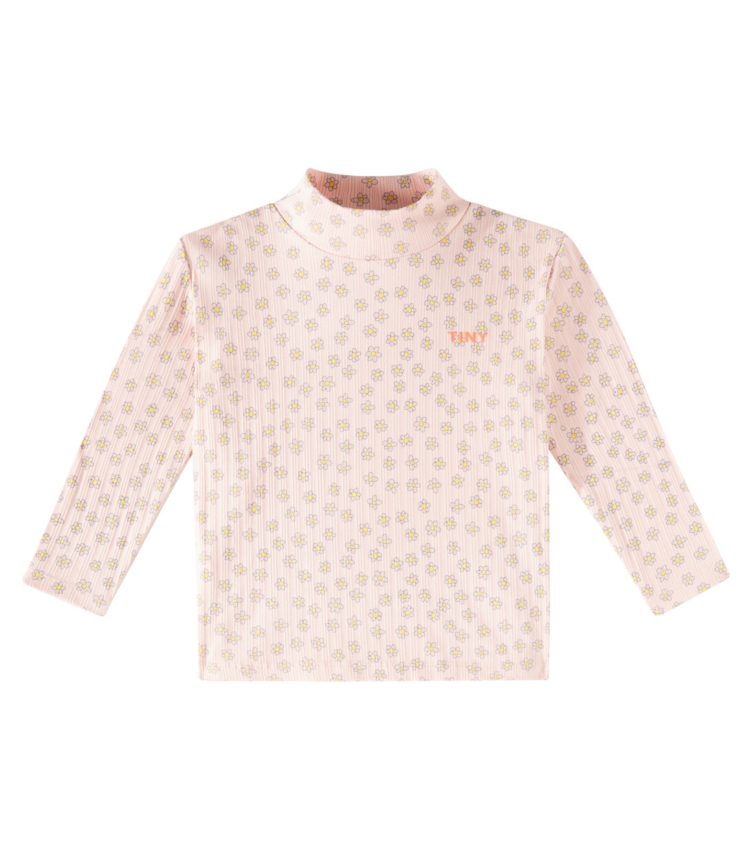 Daisies floral mock neck cotton top | Tinycottons