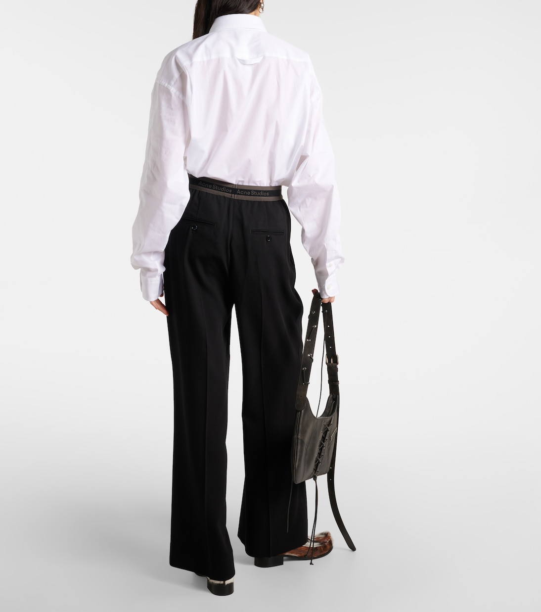 Pantalones anchos de tiro medio con logo | Acne Studios