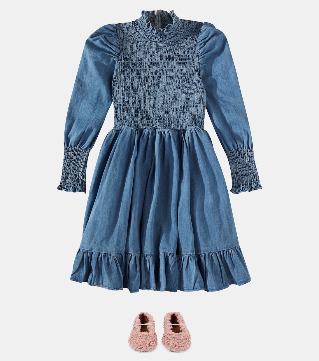 Shirred cotton chambray dress | Petite Amalie  