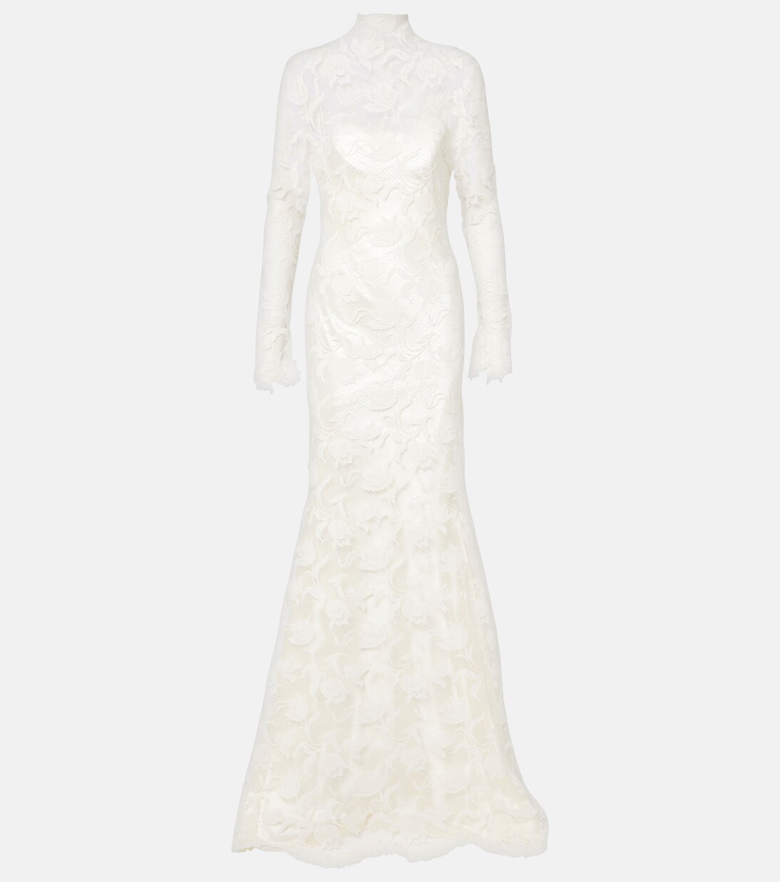 Bridal Adena floral lace-trimmed wool and silk gown | Danielle Frankel