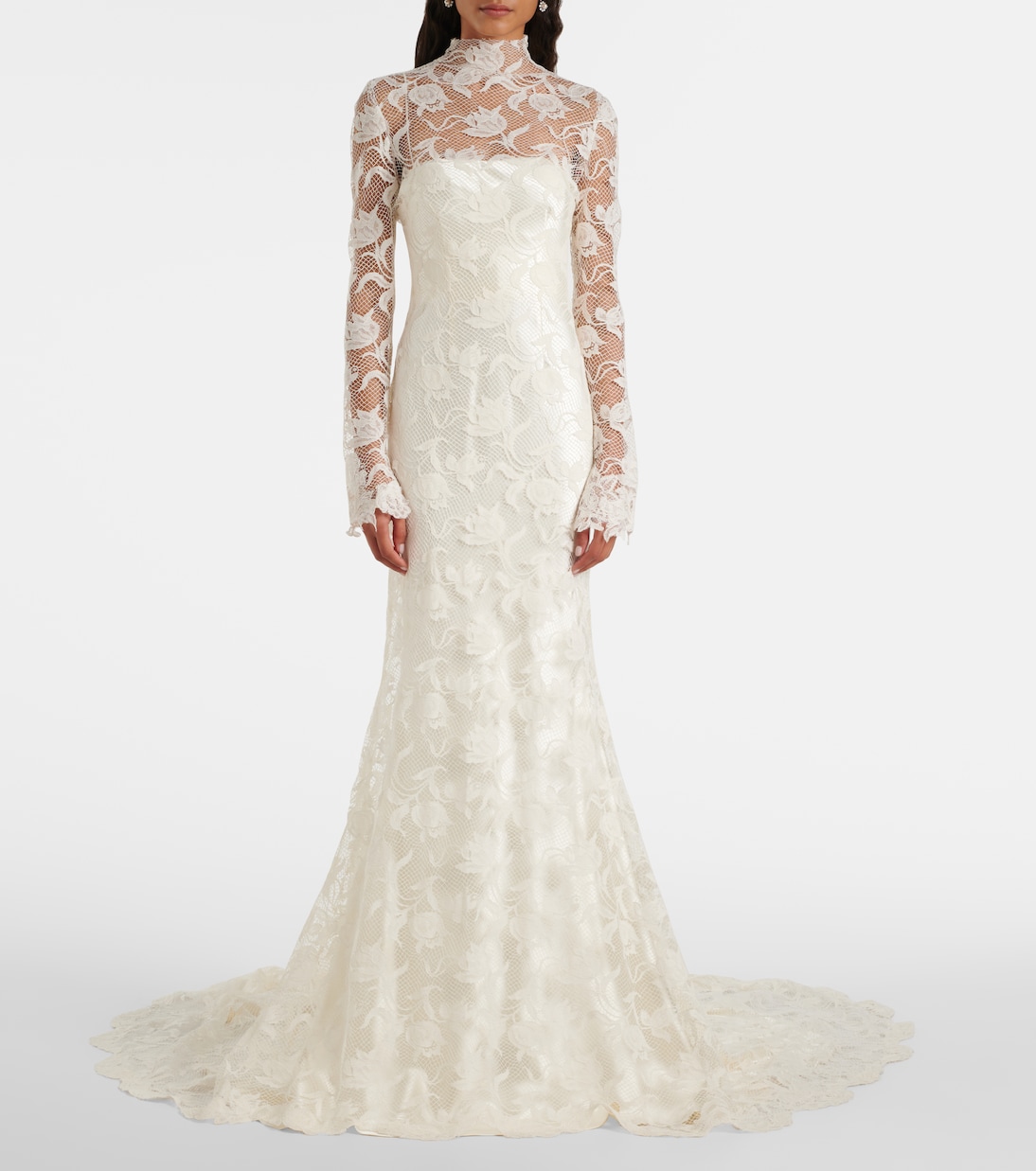 Bridal Adena floral lace-trimmed wool and silk gown | Danielle Frankel