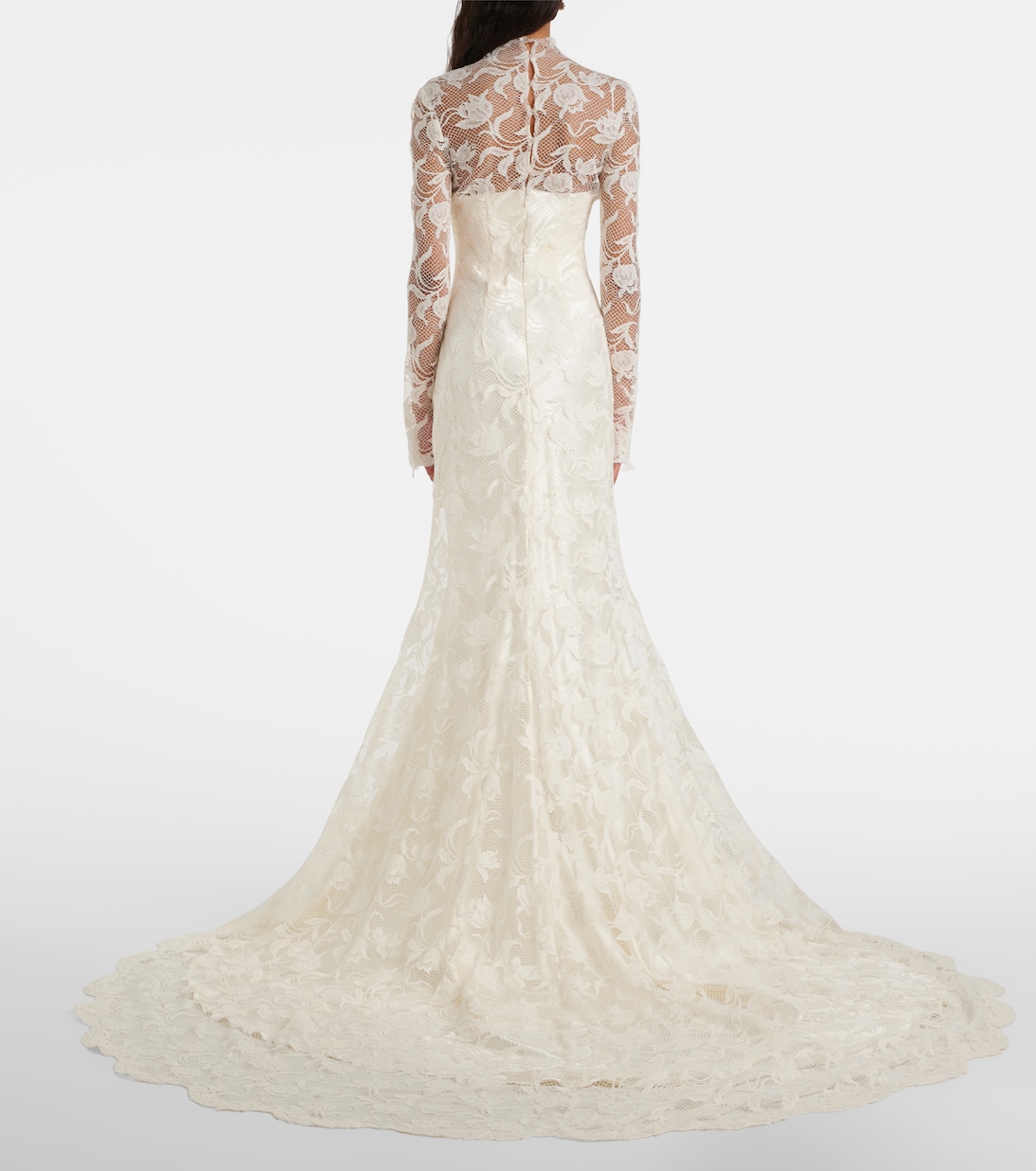 Bridal Adena floral lace-trimmed wool and silk gown | Danielle Frankel