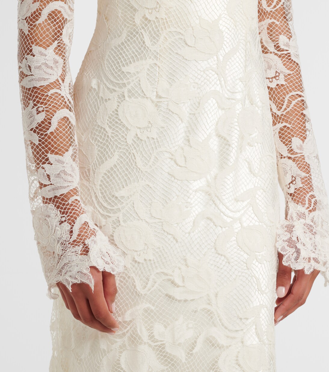 Bridal Adena floral lace-trimmed wool and silk gown | Danielle Frankel