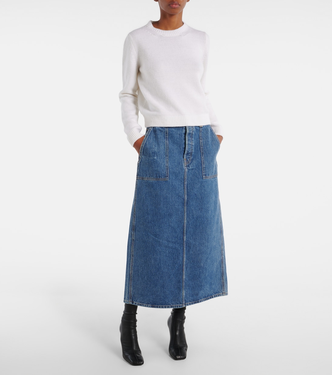 Falda larga Genevieve de denim | Khaite