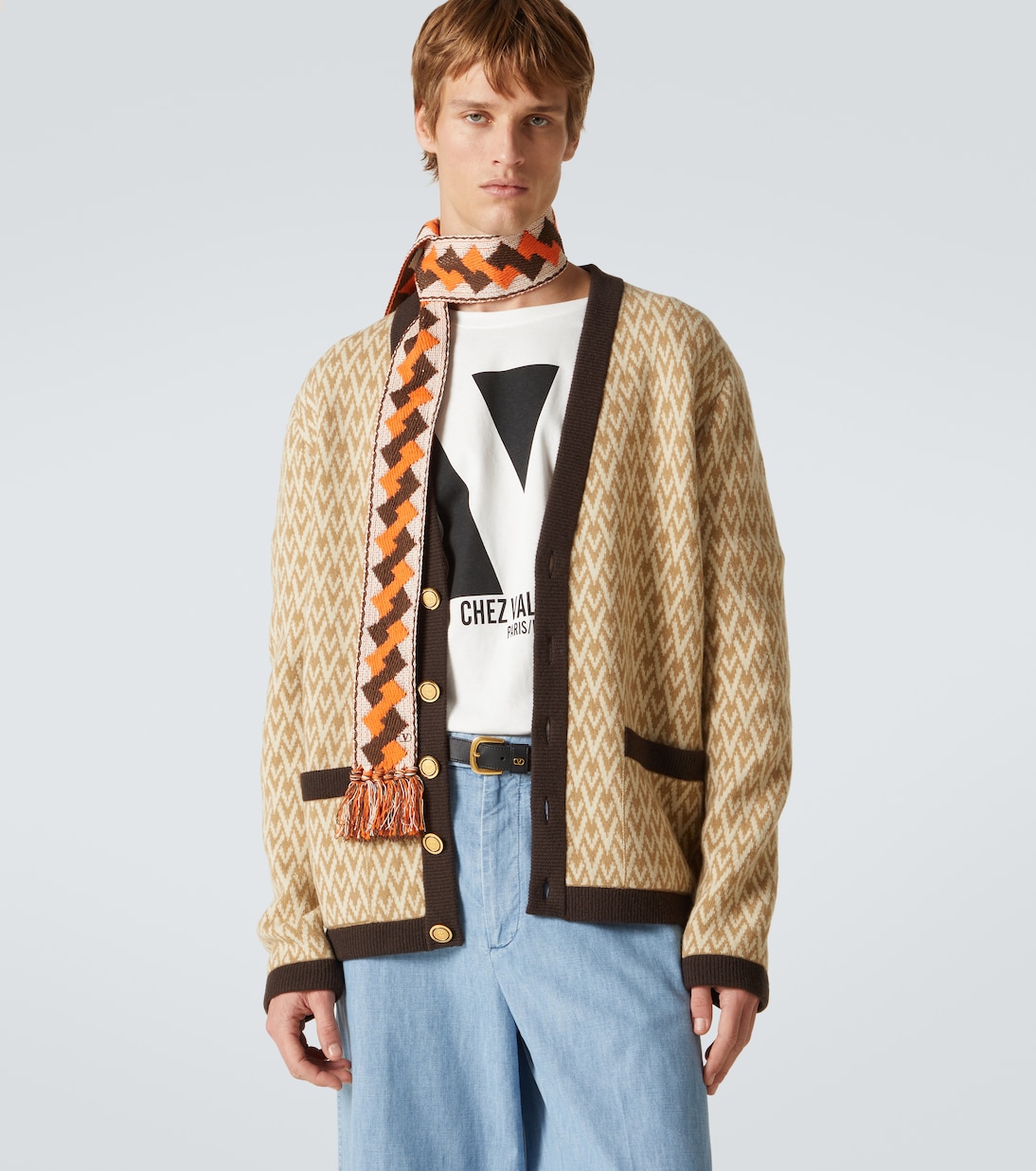 Fringed jacquard scarf | Valentino Garavani