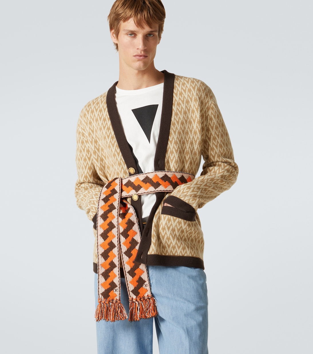 Fringed jacquard scarf | Valentino Garavani