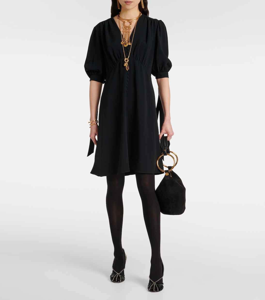 Balloon-sleeve crêpe minidress | Chloé