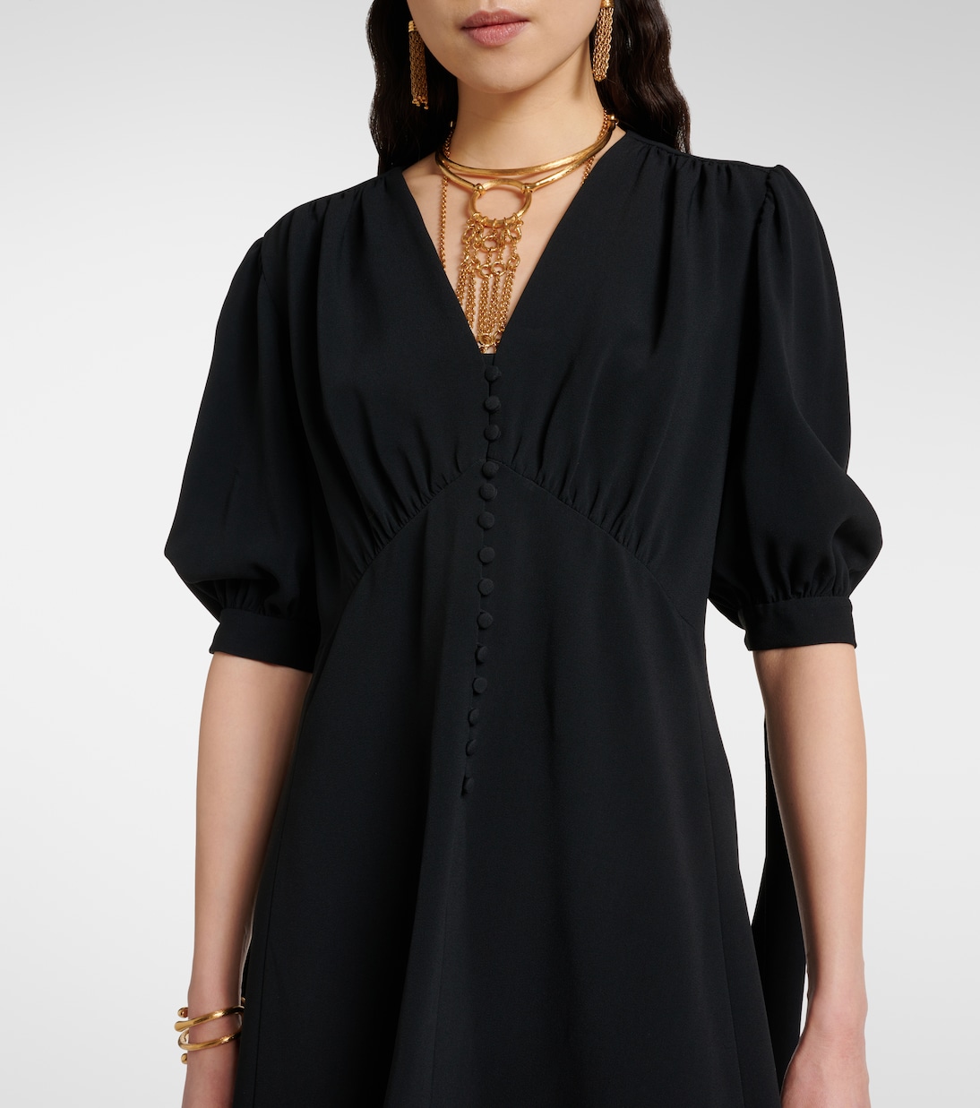 Balloon-sleeve crêpe minidress | Chloé