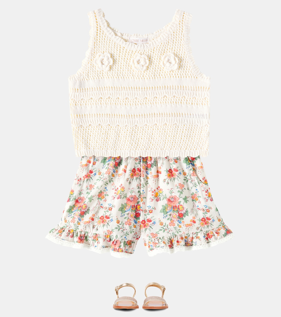 Raya floral-appliqué cotton vest | Louise Misha