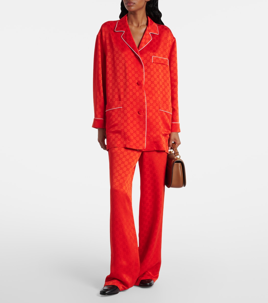 Weite Hose GG aus Satin | Gucci