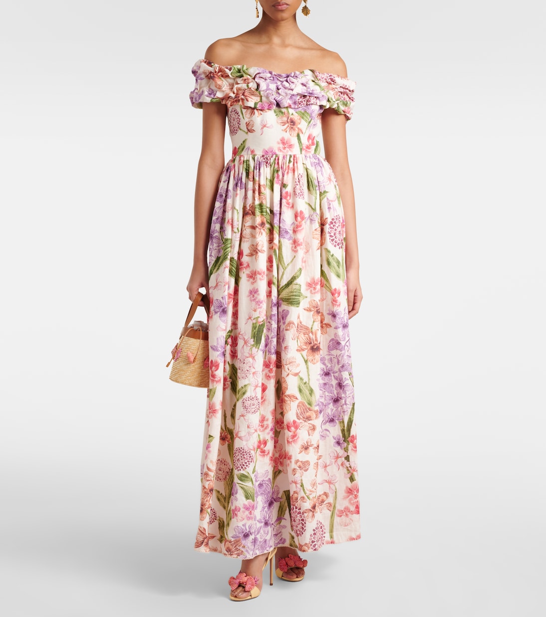 Espliego floral linen maxi dress | Agua by Agua Bendita