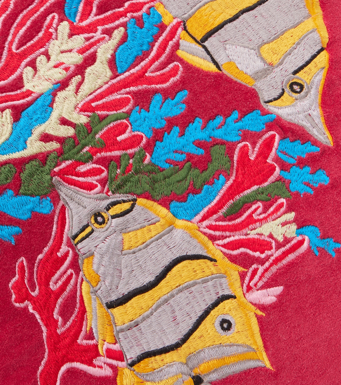 Tropical embroidered cotton velvet cushion | Les-Ottomans