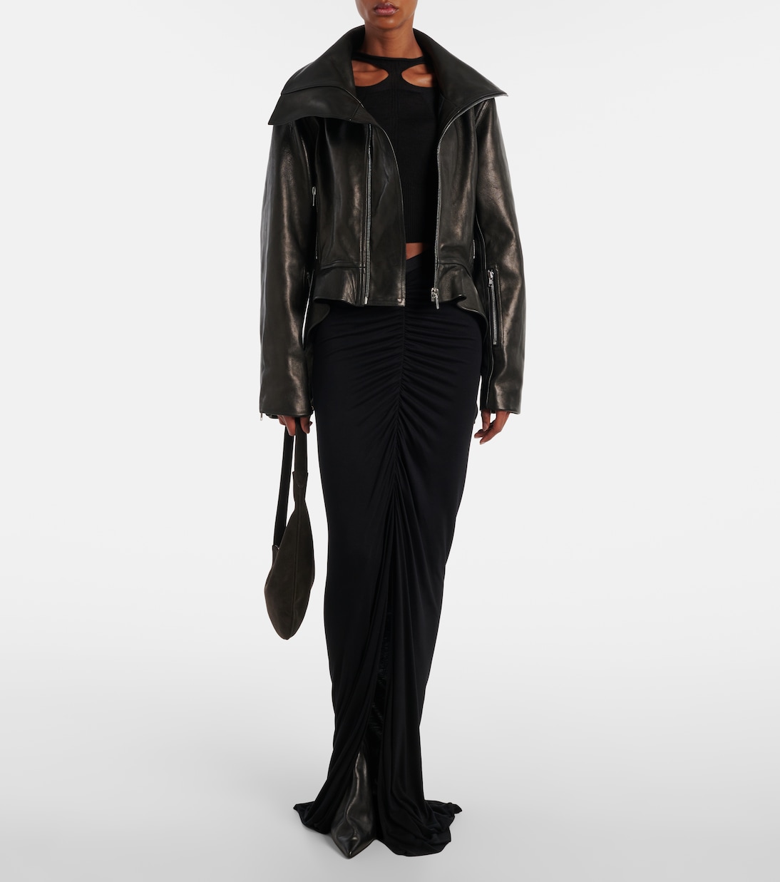 Asymmetric leather jacket | Rick Owens