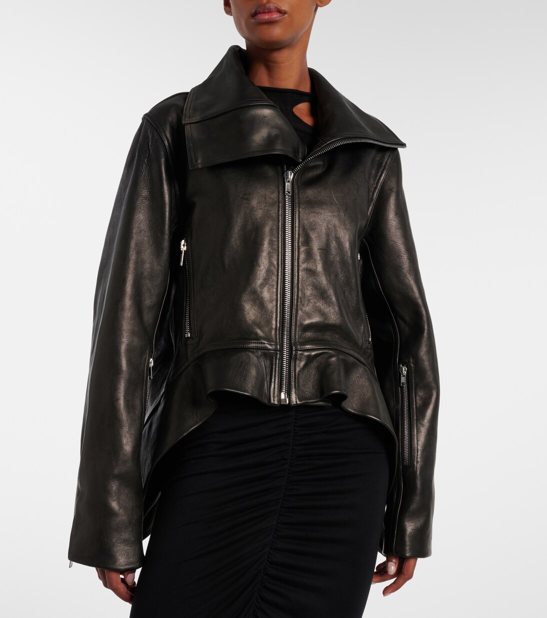 Asymmetric leather jacket | Rick Owens
