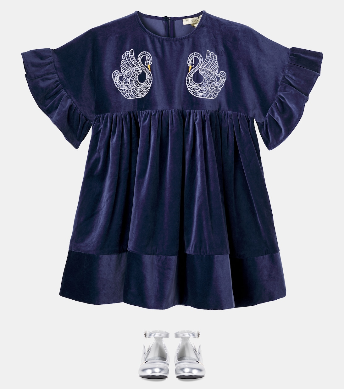 Robe brodée en velours de coton | Stella McCartney Kids