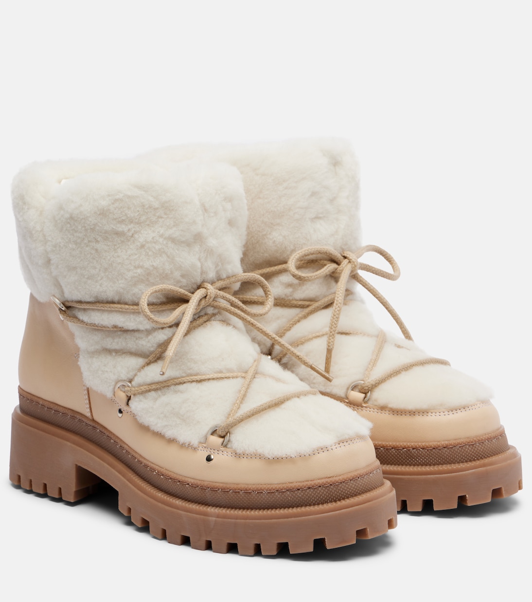 Shearling and leather ankle boots | Yves Salomon