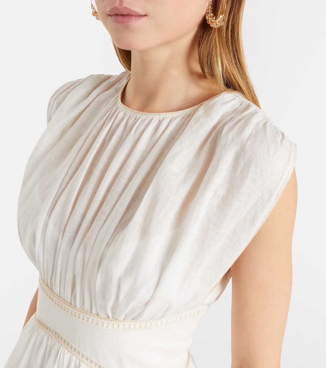 Robe longue Daylight brodée en lin | Zimmermann