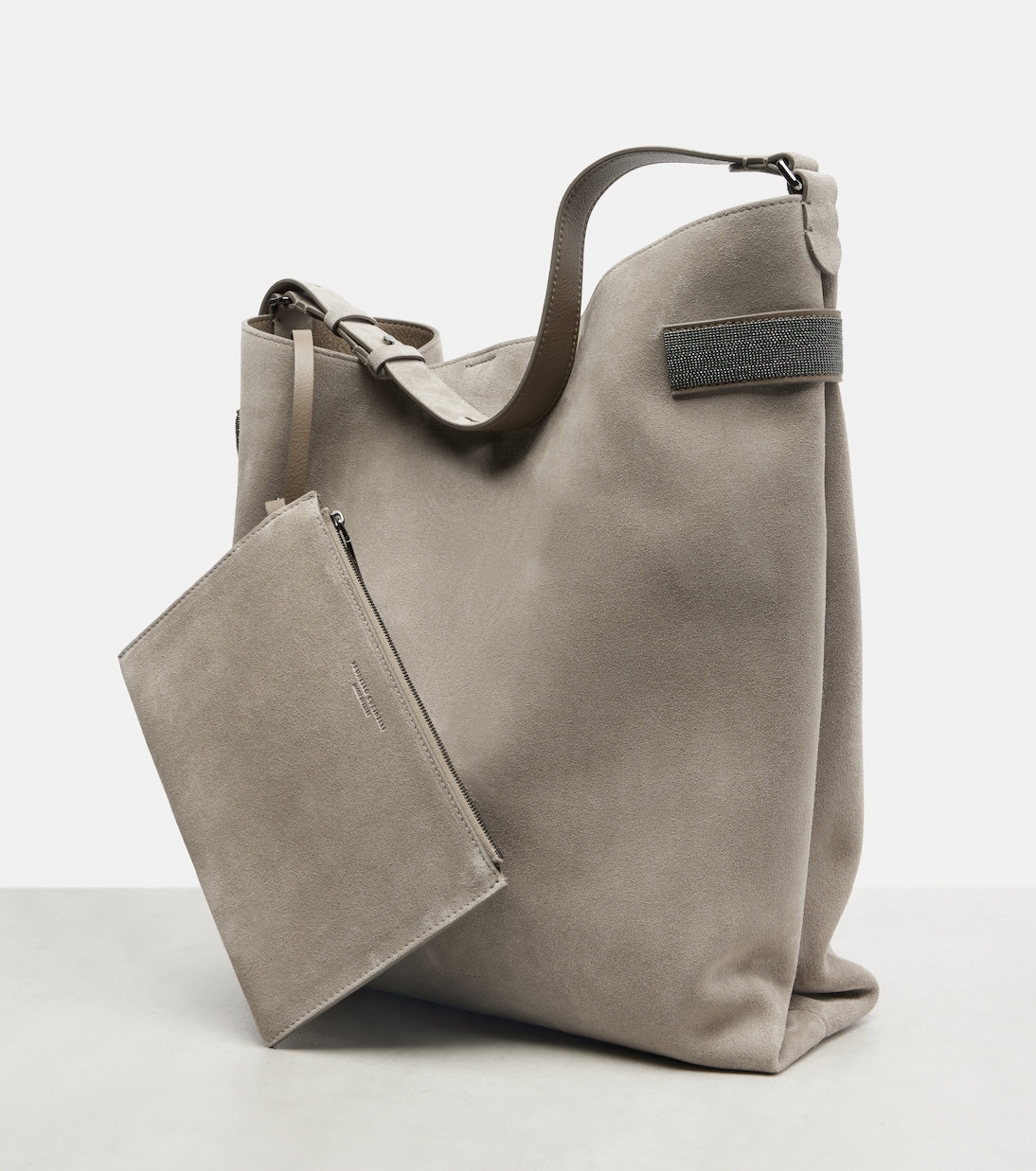 Tote Bag Essence Monili Large aus Veloursleder | Brunello Cucinelli