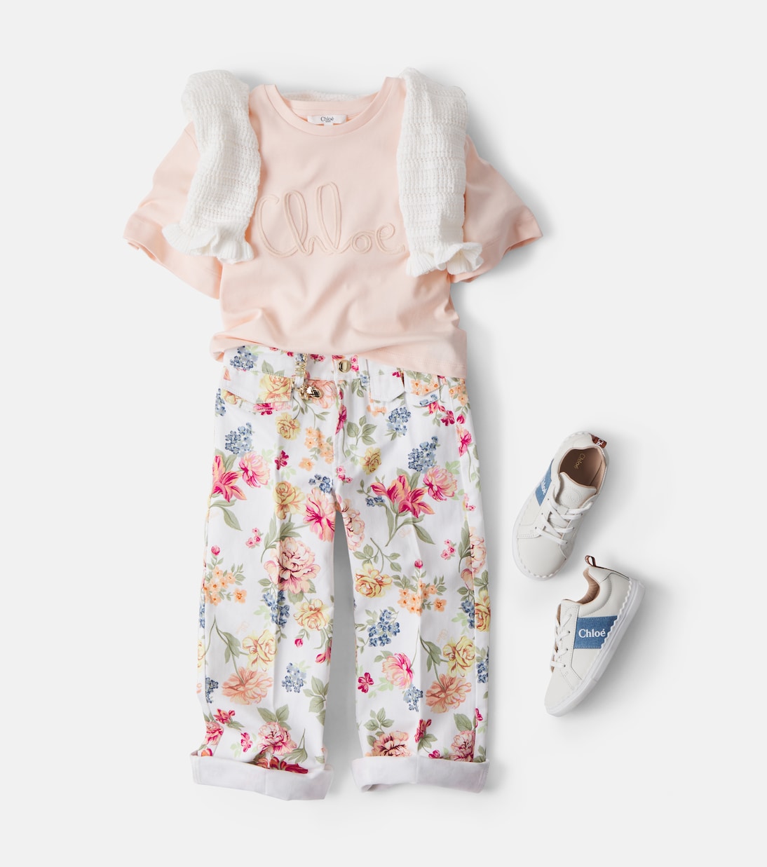 Besticktes T-Shirt aus Baumwoll-Jersey | Chloé Kids