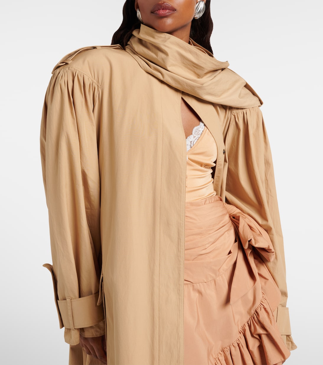 Scarf-detail cotton coat | Chloé