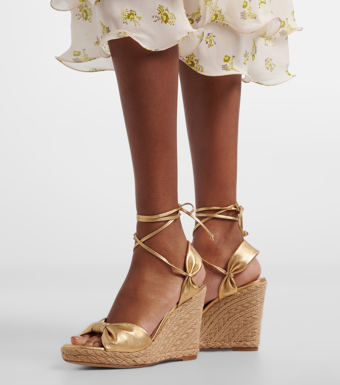 Espadrilles compensées Carina en cuir métallisé | Aquazzura