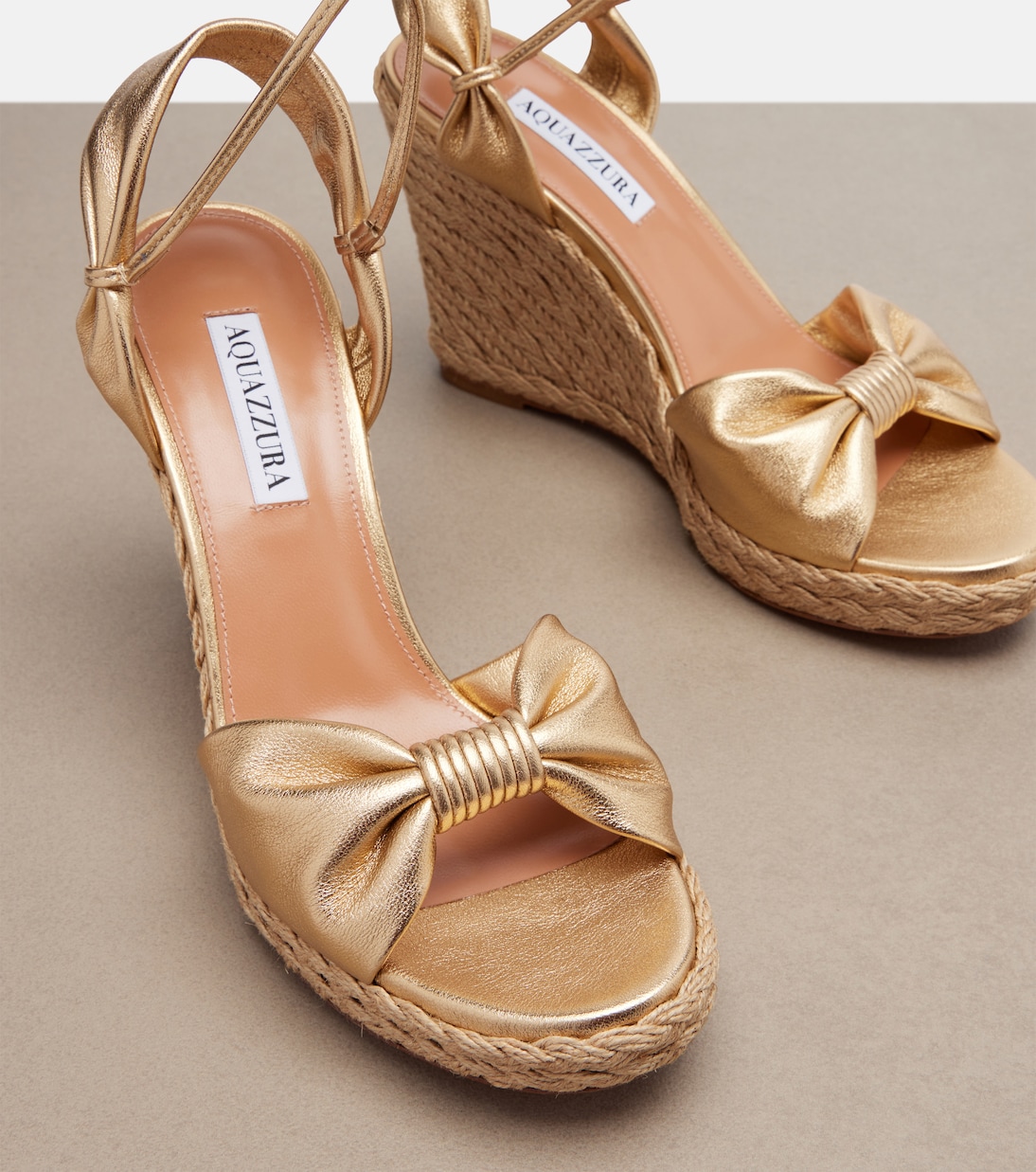 Espadrilles compensées Carina en cuir métallisé | Aquazzura