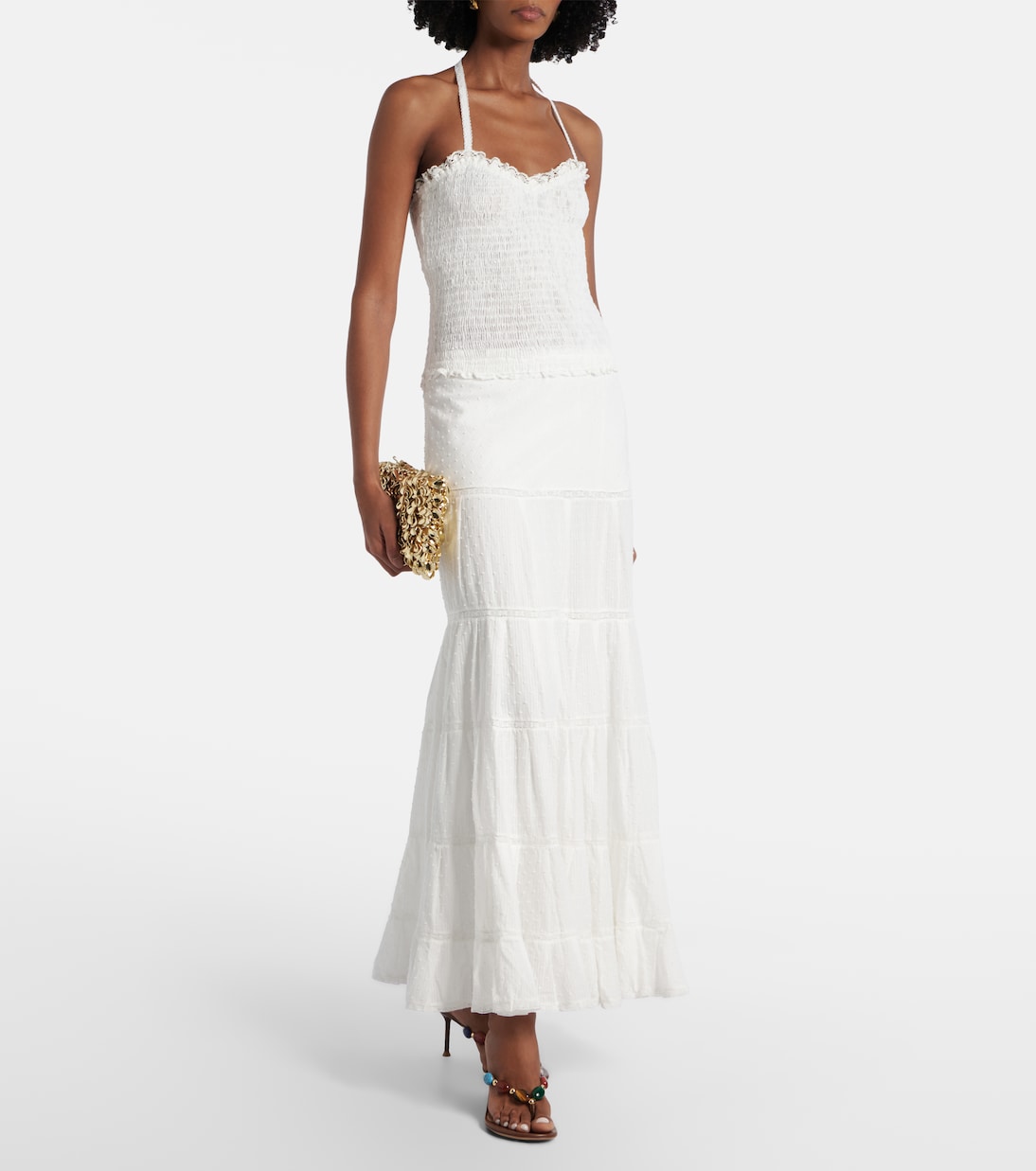 Foe shirred cotton maxi dress | Poupette St Barth