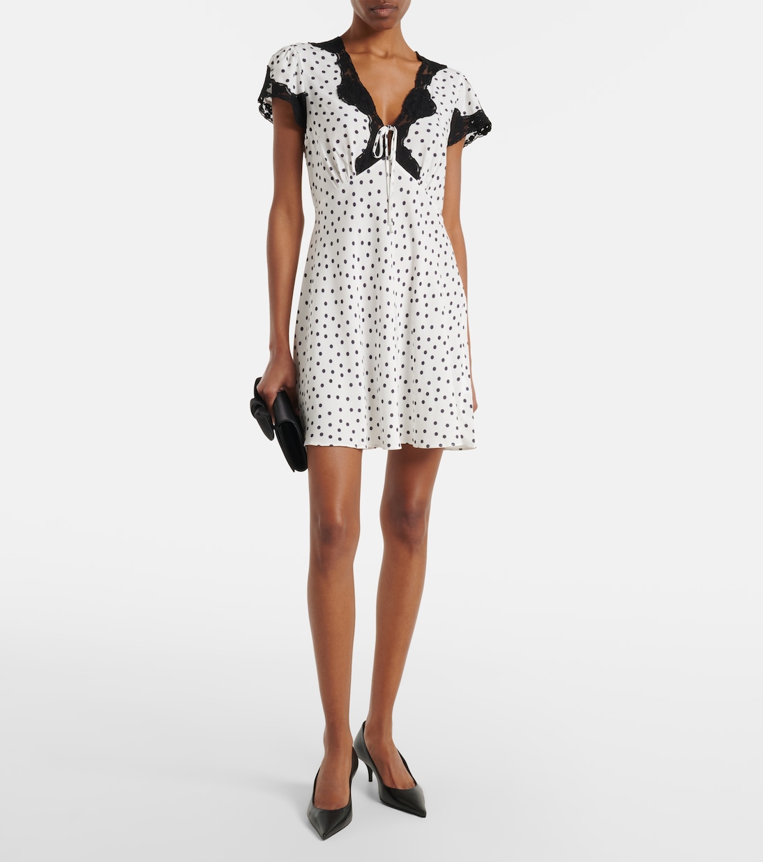 Polka-dot lace-trimmed minidress | Rixo