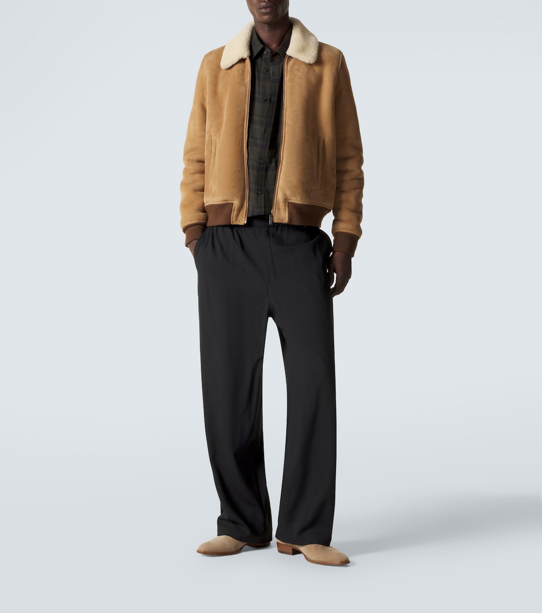 Jacke aus Veloursleder mit Shearling | Saint Laurent