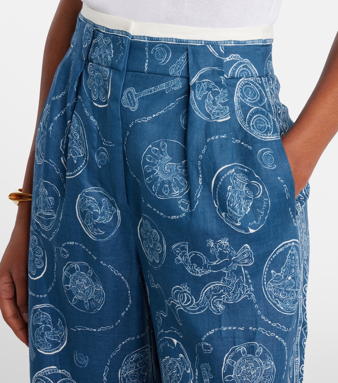 Lucky printed linen wide-leg pants | Alémais