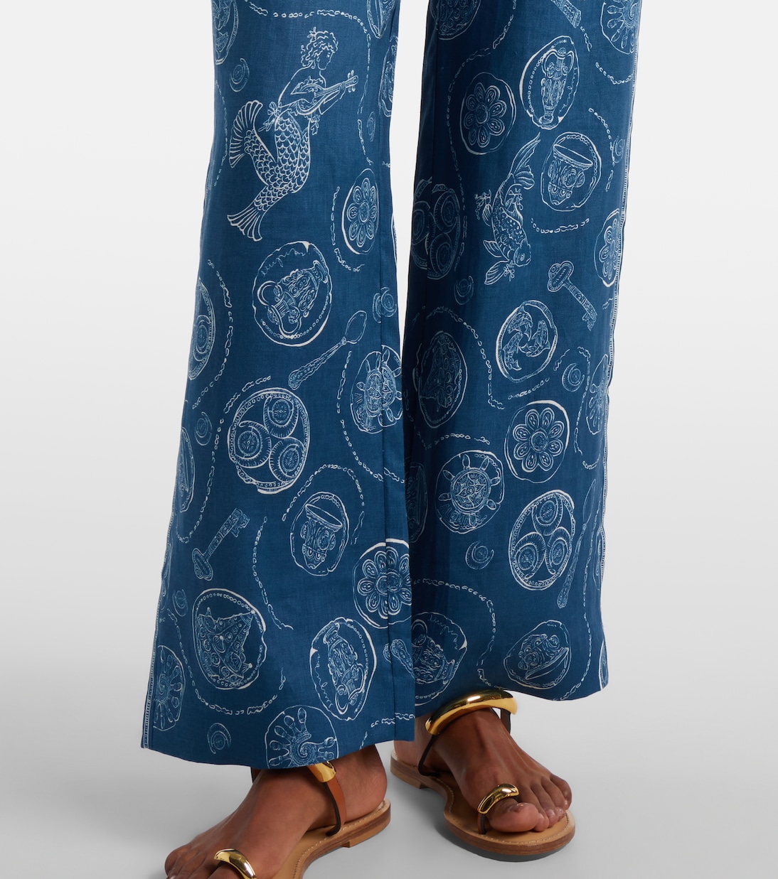 Lucky printed linen wide-leg pants | Alémais