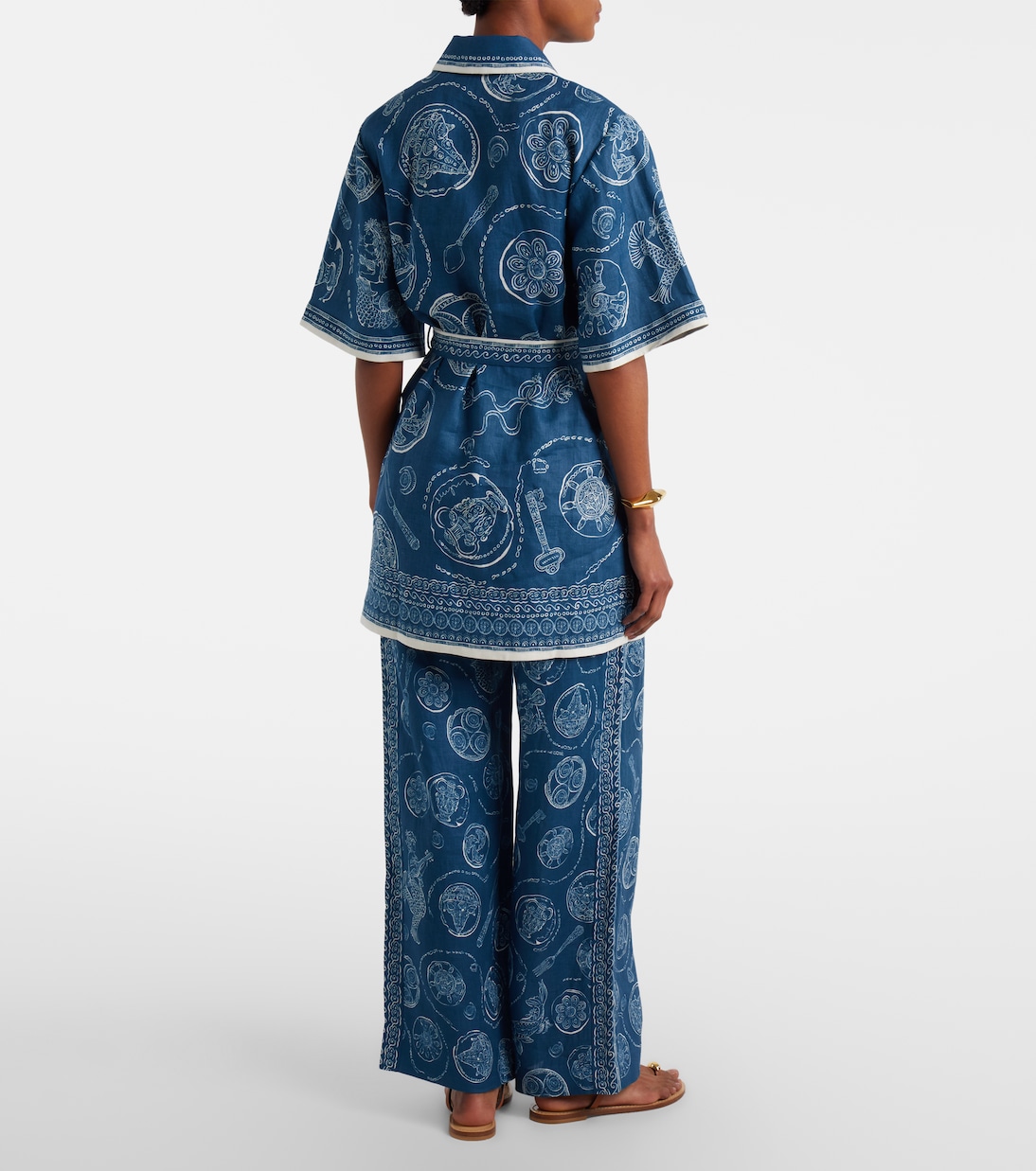 Lucky printed linen wide-leg pants | Alémais