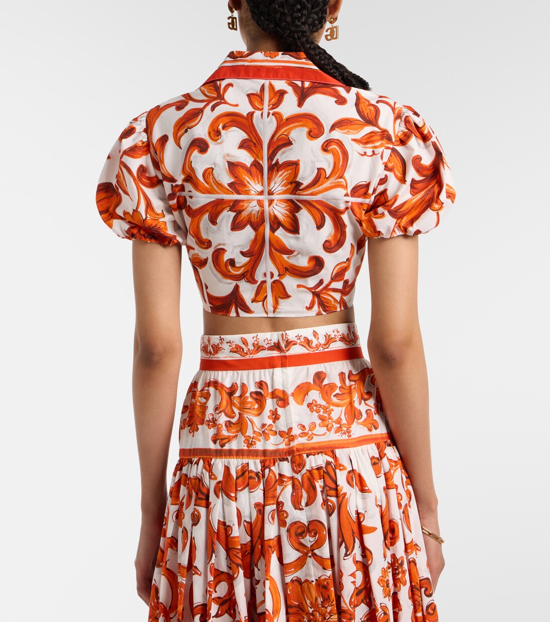 Majolica cropped cotton poplin blouse | Dolce&Gabbana