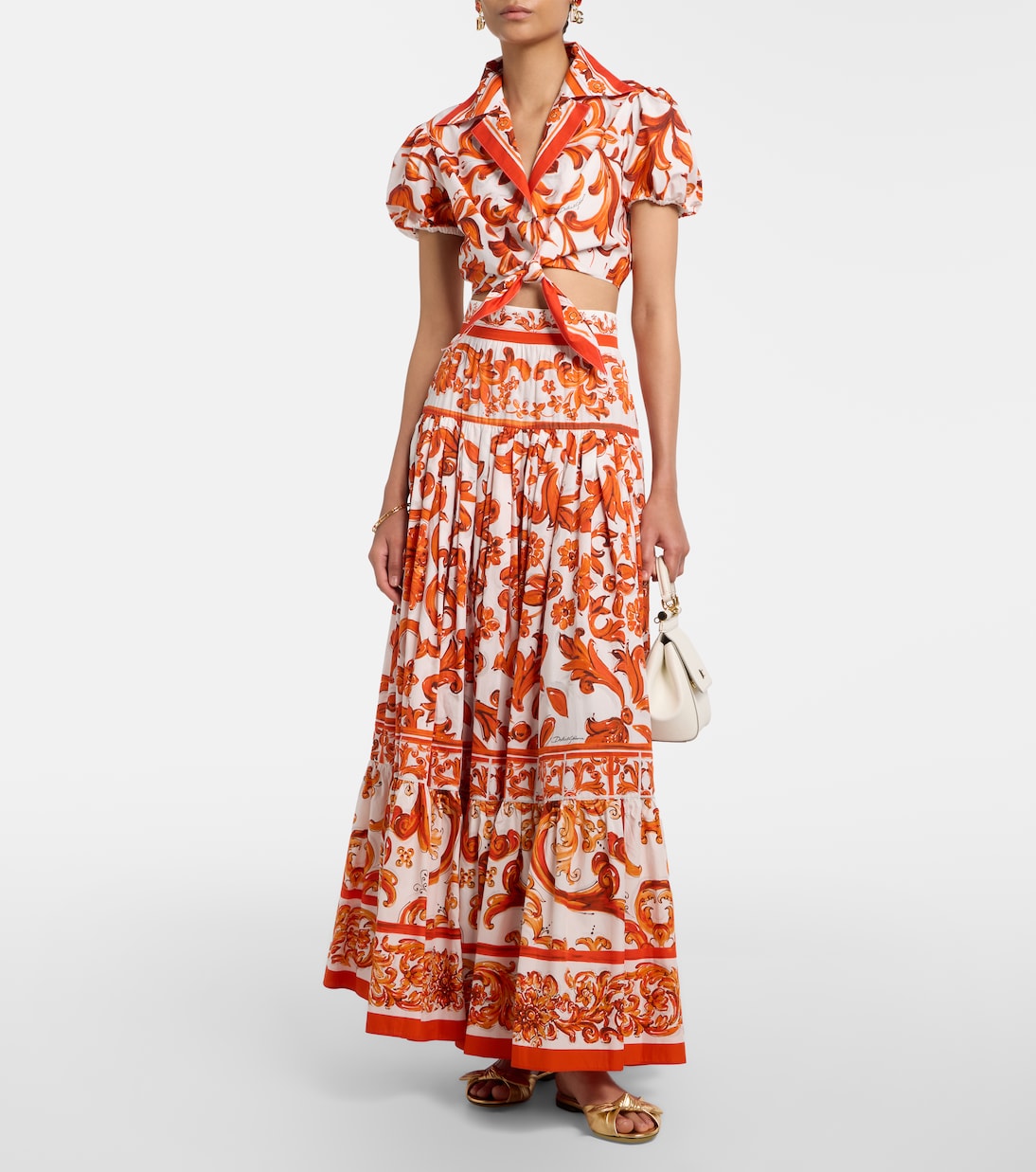 Majolica cropped cotton poplin blouse | Dolce&Gabbana
