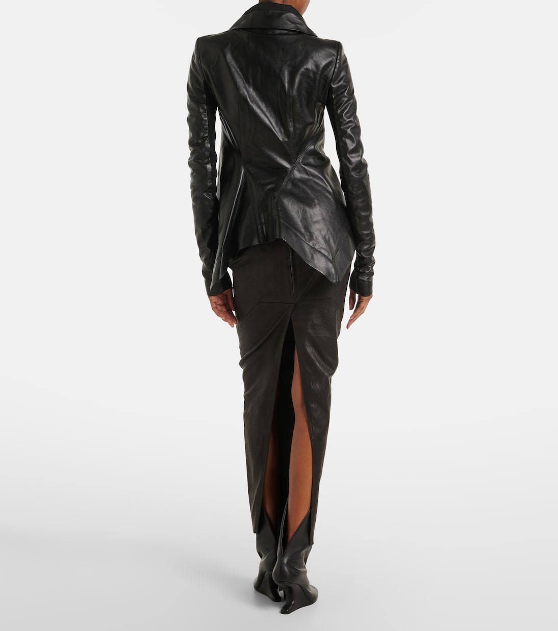 Dirt Pillar leather and cotton midi skirt | Rick Owens