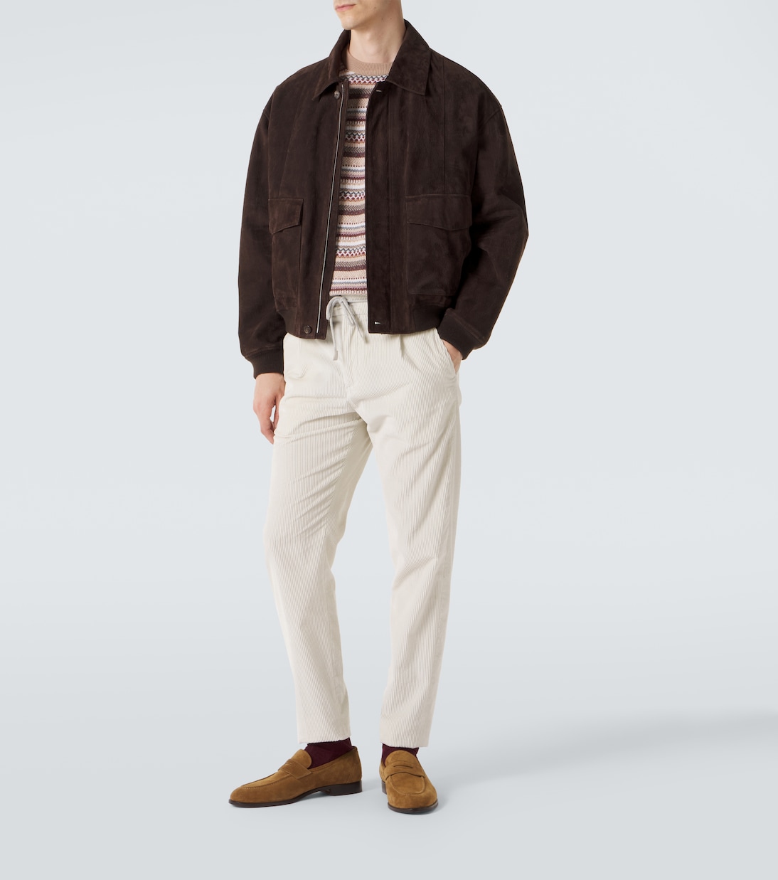 Cotton and cashmere corduroy straight pants | Eleventy
