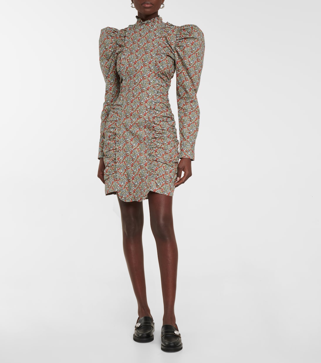 Miniabito in cotone con stampa floreale | Ganni