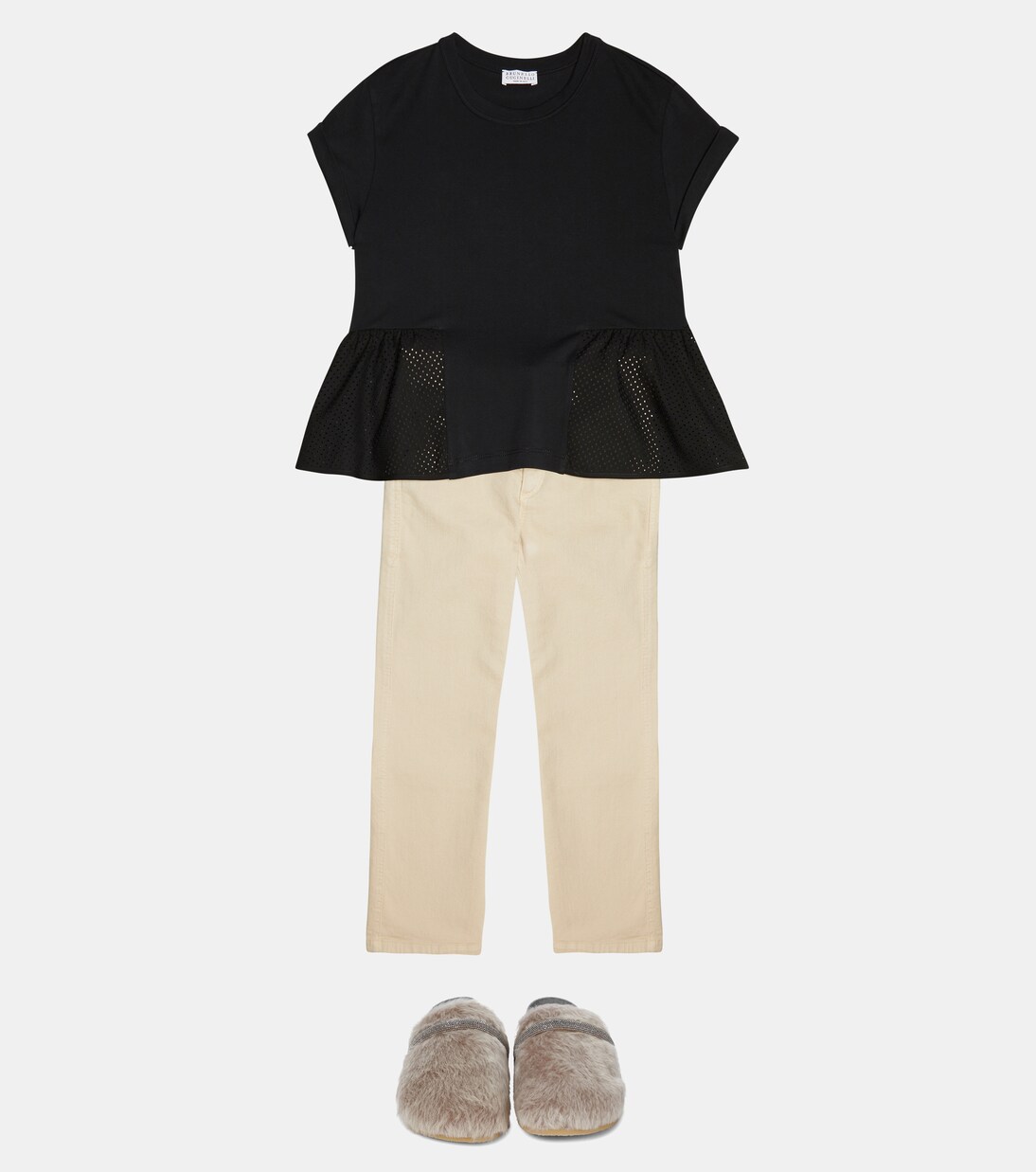 Mesh and cotton T-shirt | Brunello Cucinelli Kids
