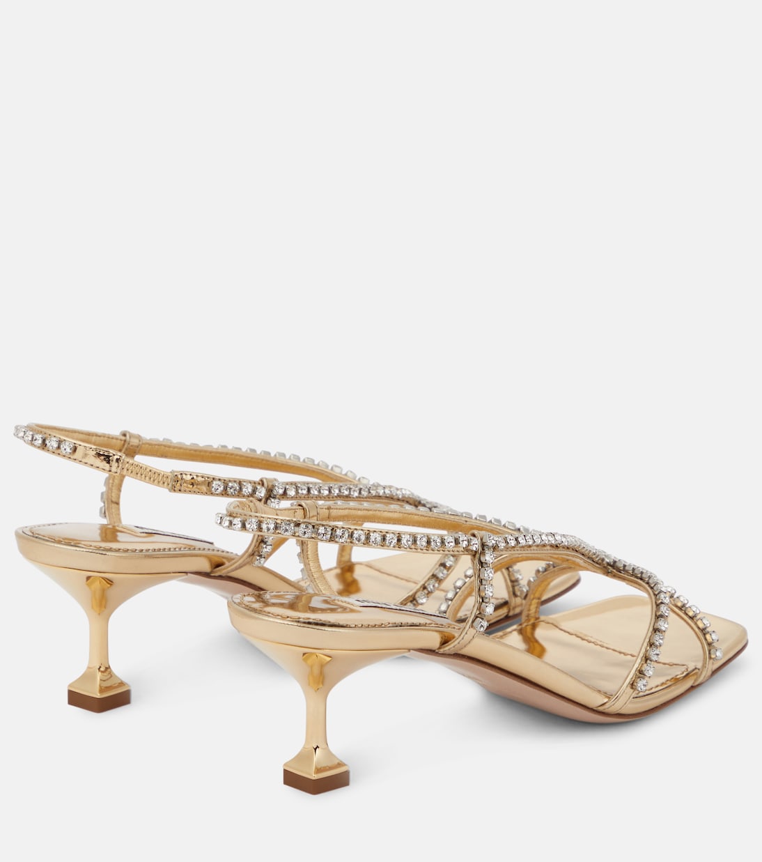 Sandales en cuir métallisé à ornements | Miu Miu