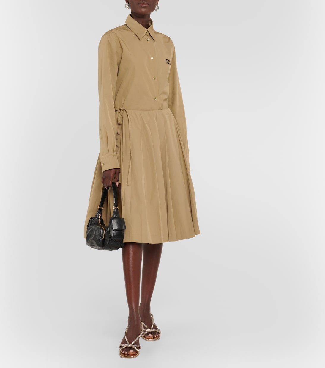 Sandales en cuir métallisé à ornements | Miu Miu