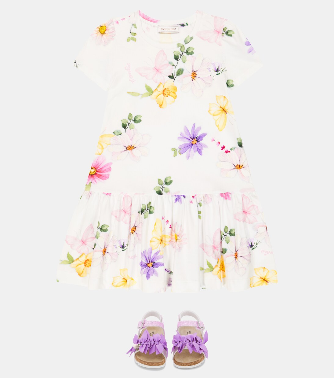 Floral-appliquéd sandals | Monnalisa