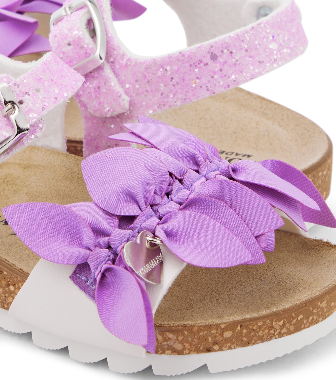 Floral-appliquéd sandals | Monnalisa